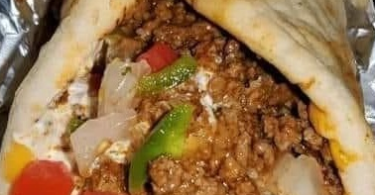 buzzsitmr.-HOMEMADE-HAMBURGER-PEPPERS-AND-ONION-GYROS.